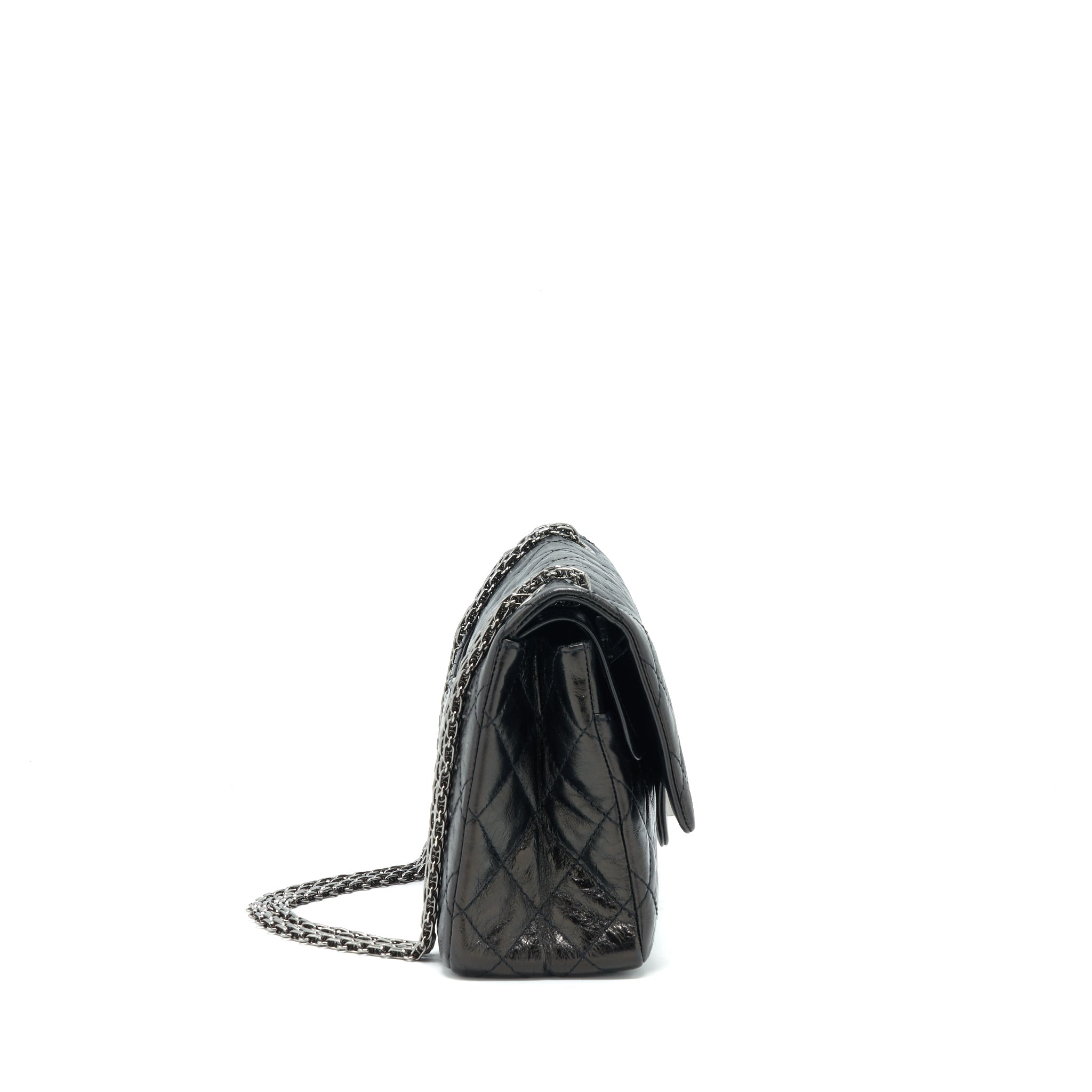 CHANEL 2.55 226 REISSUE DOUBLE FLAP BAG CALFSKIN BLACK SHW