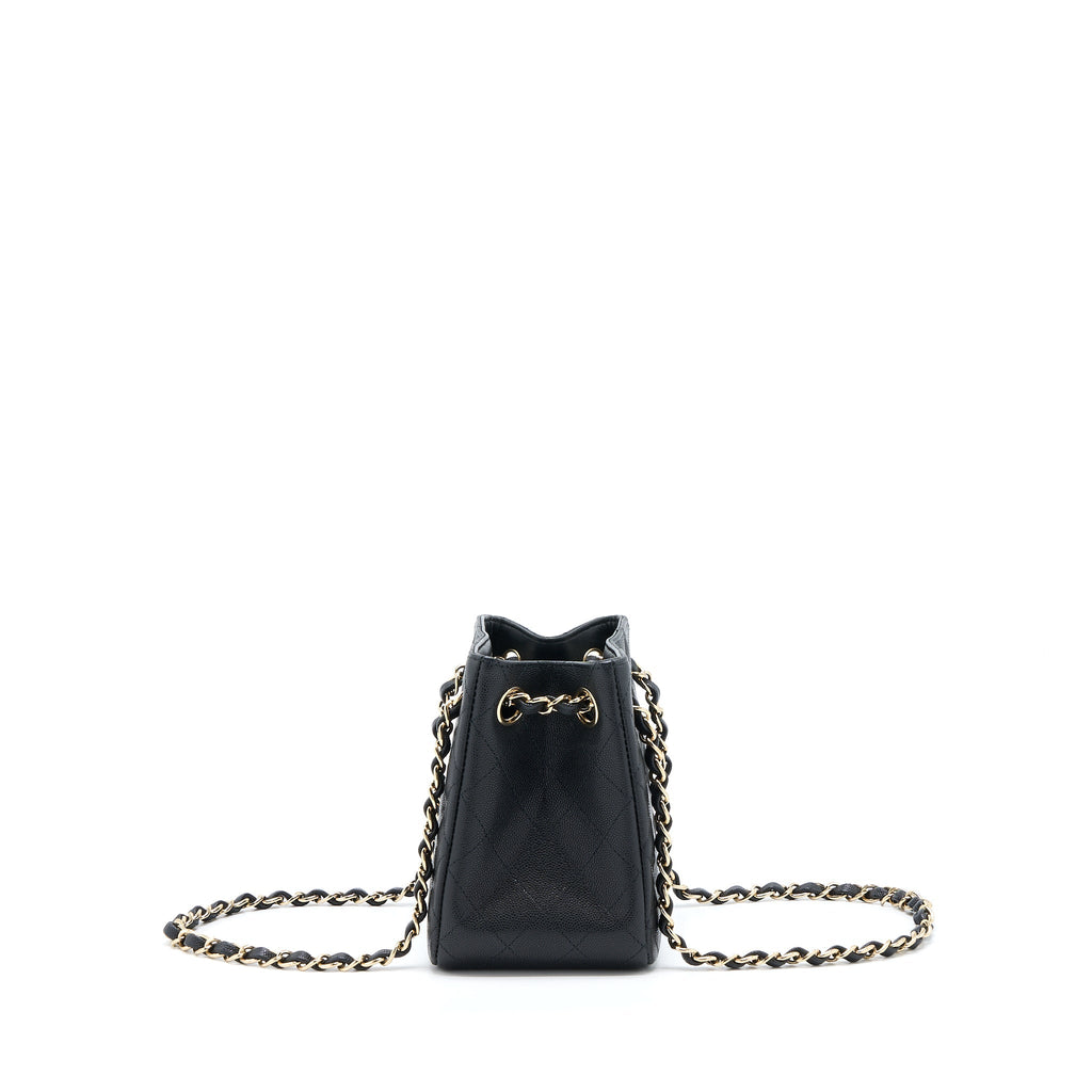 CHANEL 22S MINI BUCKET BAG CAVIAR BLACK LGHW (MICROCHIP)