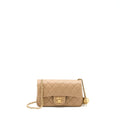 CHANEL 22S PEARL CRUSHED MINI RECTANGULAR LAMBSKIN DARK BEIGE GHW(MICROCHIP)