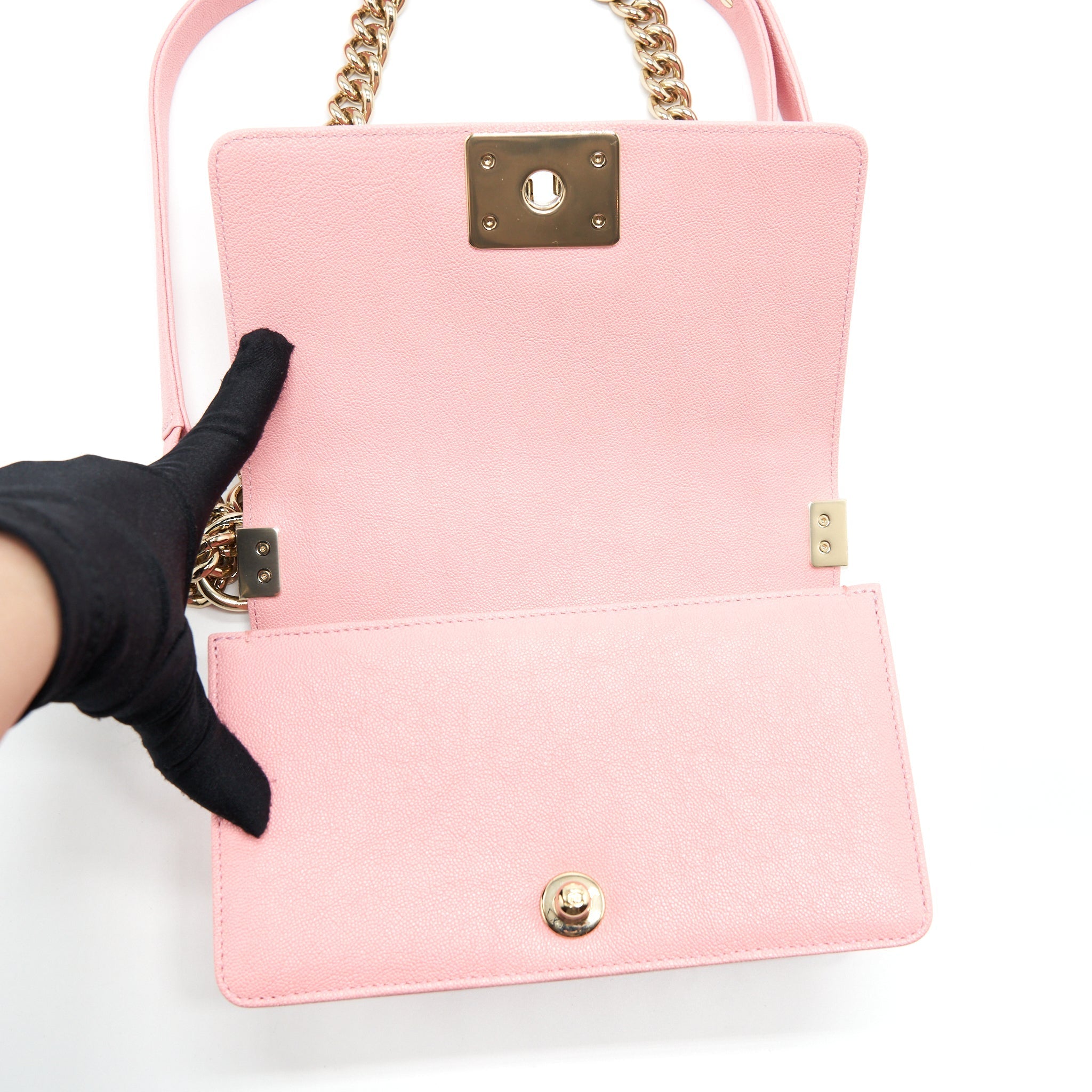 CHANEL SMALL BOY CAVIAR LIGHT PINK LGHW