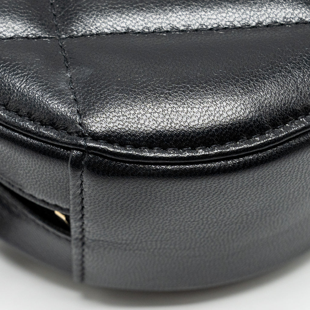 CHANEL 19 ROUND CLUTCH WITH CHAIN LAMBSKIN BLACK WITH MULTICOLOR HARDWARE