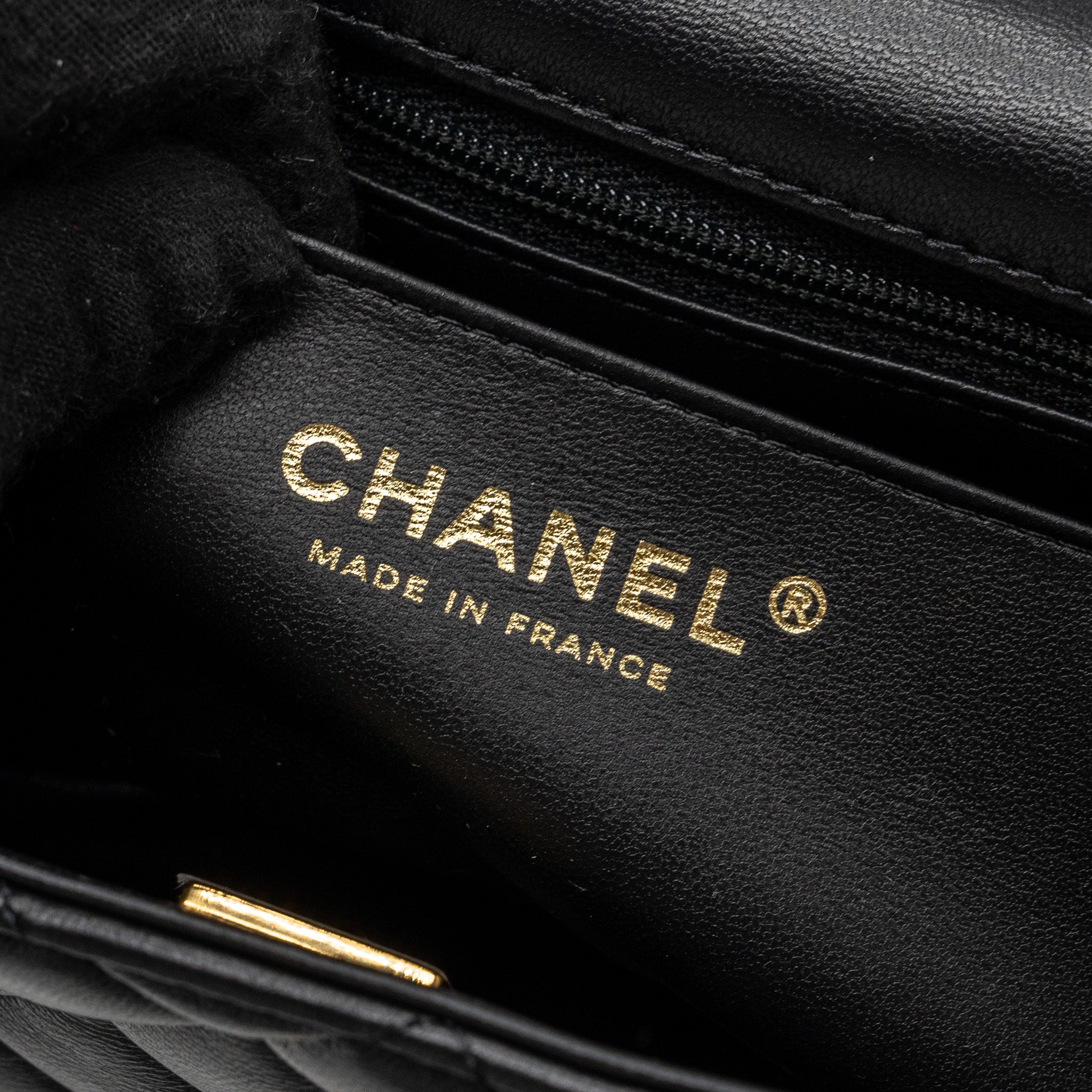 CHANEL TOP HANDLE MINI RECTANGULAR LAMBSKIN BLACK LGHW(MICROCHIP)