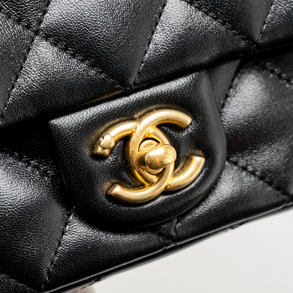 CHANEL 25C COCO LOVE ADJUSTABLE CHAIN SHINY LAMBSKIN BLACK GHW (MICROCHIP)