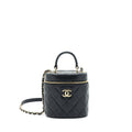 CHANEL TRENDY CC ROUND VANITY CASE CROSSBODY BAG LAMBSKIN BLACK LGHW