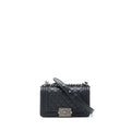 CHANEL SMALL BOY BAG CALFSKIN BLACK WITH RUTHENIUM HARDWARE
