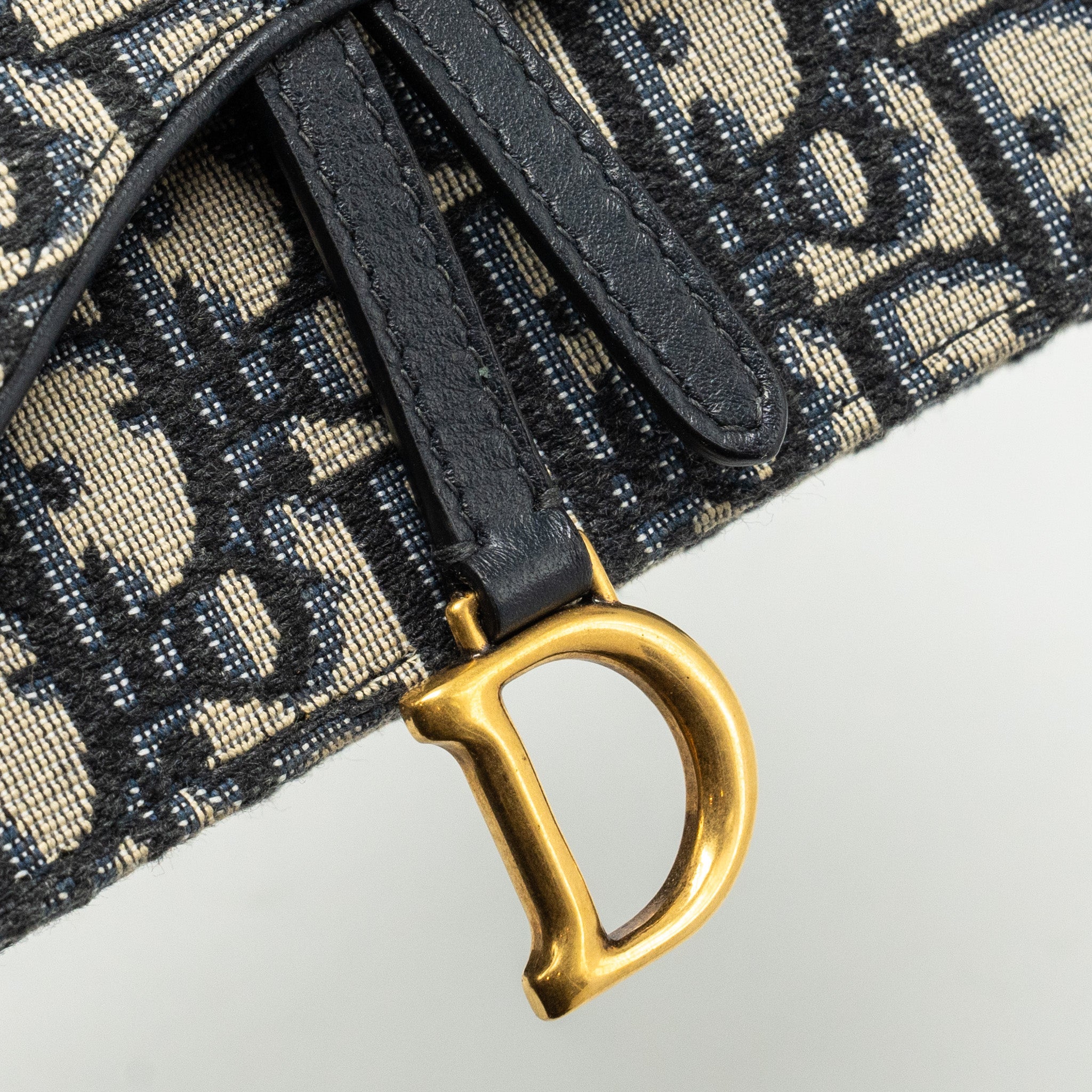DIOR SADDLE BELT POUCH OBLIQUE JACQUARD CANVAS BLUE GHW