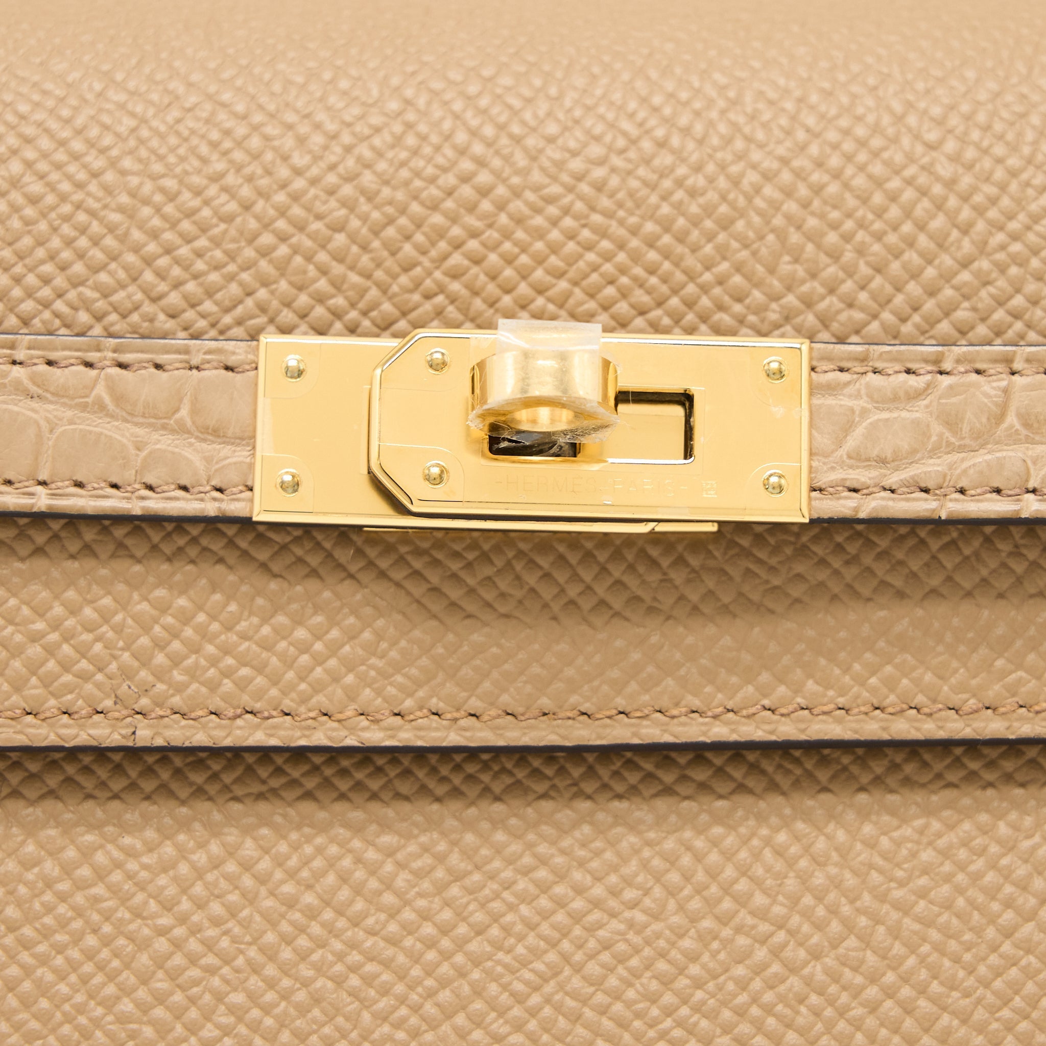 HERMES KELLY TO GO TOUCH ALLIGATOR/EPSOM CHAI GHW