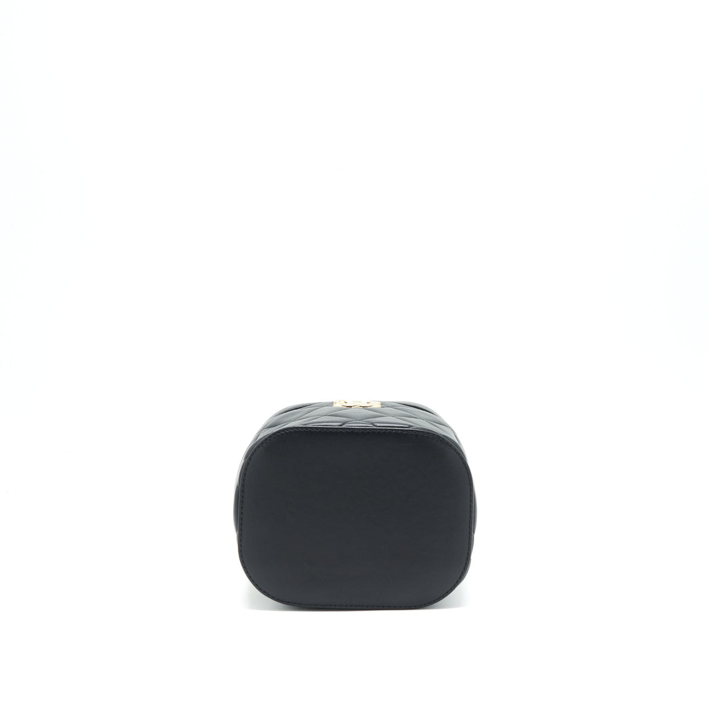 CHANEL TRENDY CC ROUND VANITY CASE CROSSBODY BAG LAMBSKIN BLACK LGHW