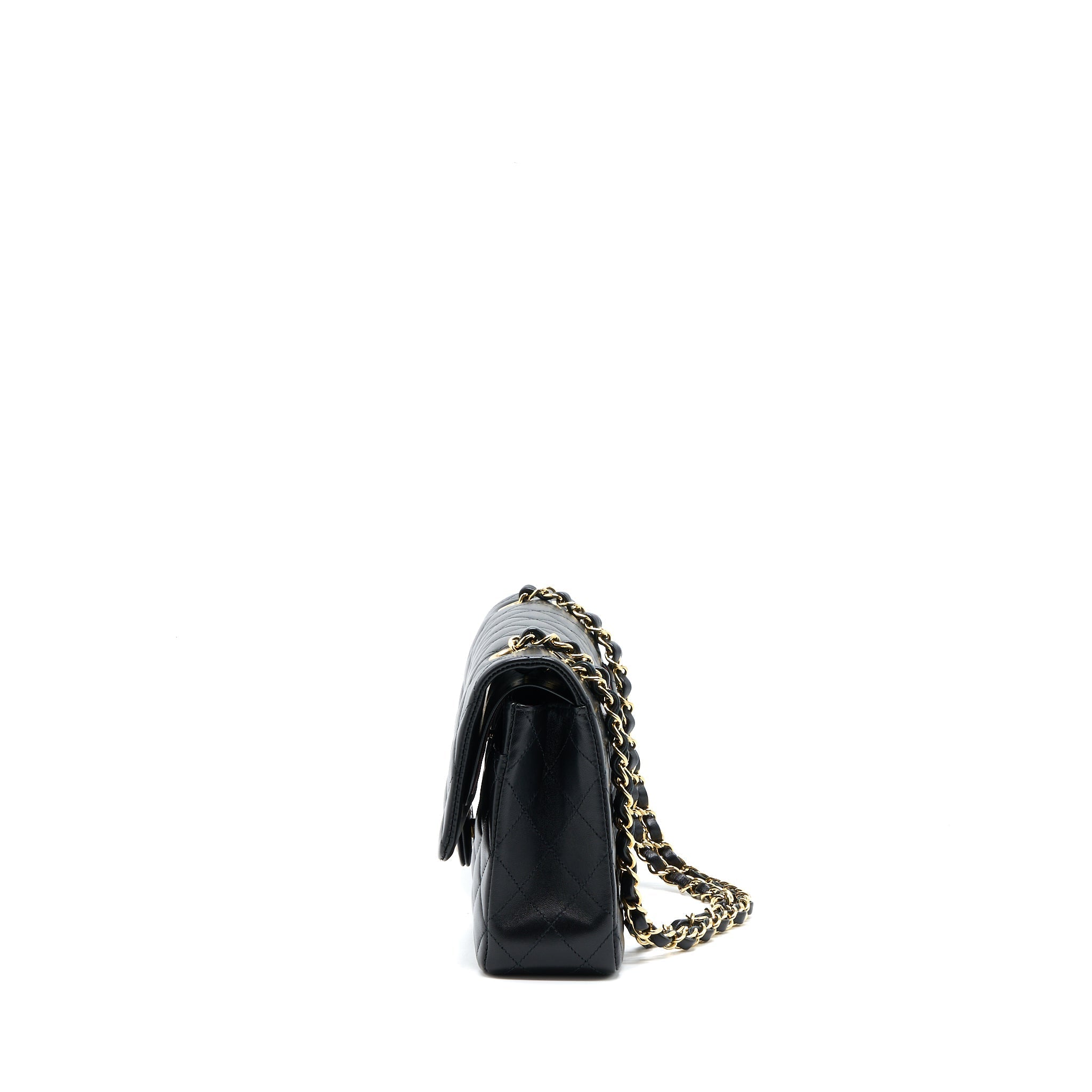 CHANEL MEDIUM CLASSIC DOUBLE FLAP BAG LAMBSKIN BLACK LGHW (MICROCHIP)