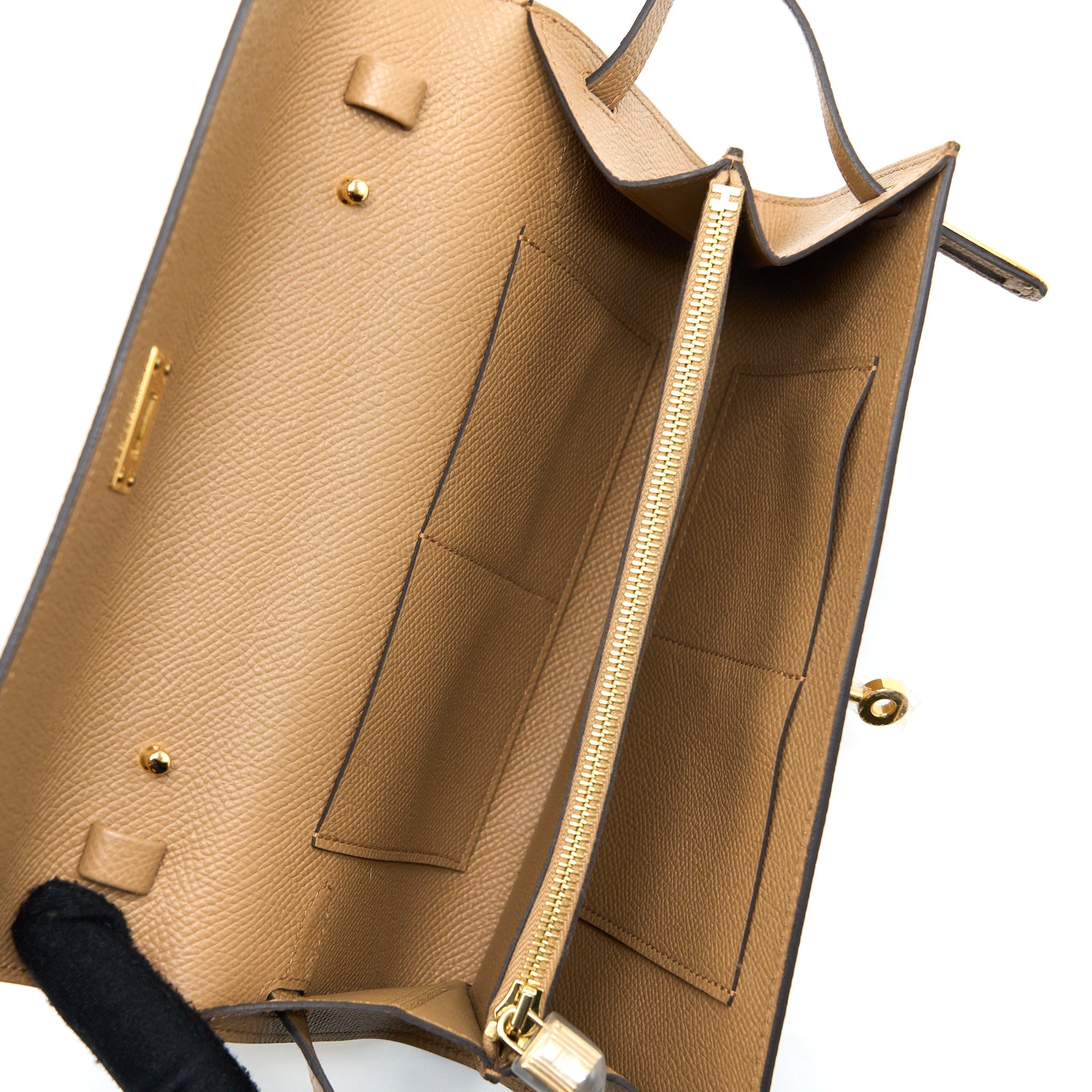 HERMES KELLY TO GO TOUCH ALLIGATOR/EPSOM CHAI GHW