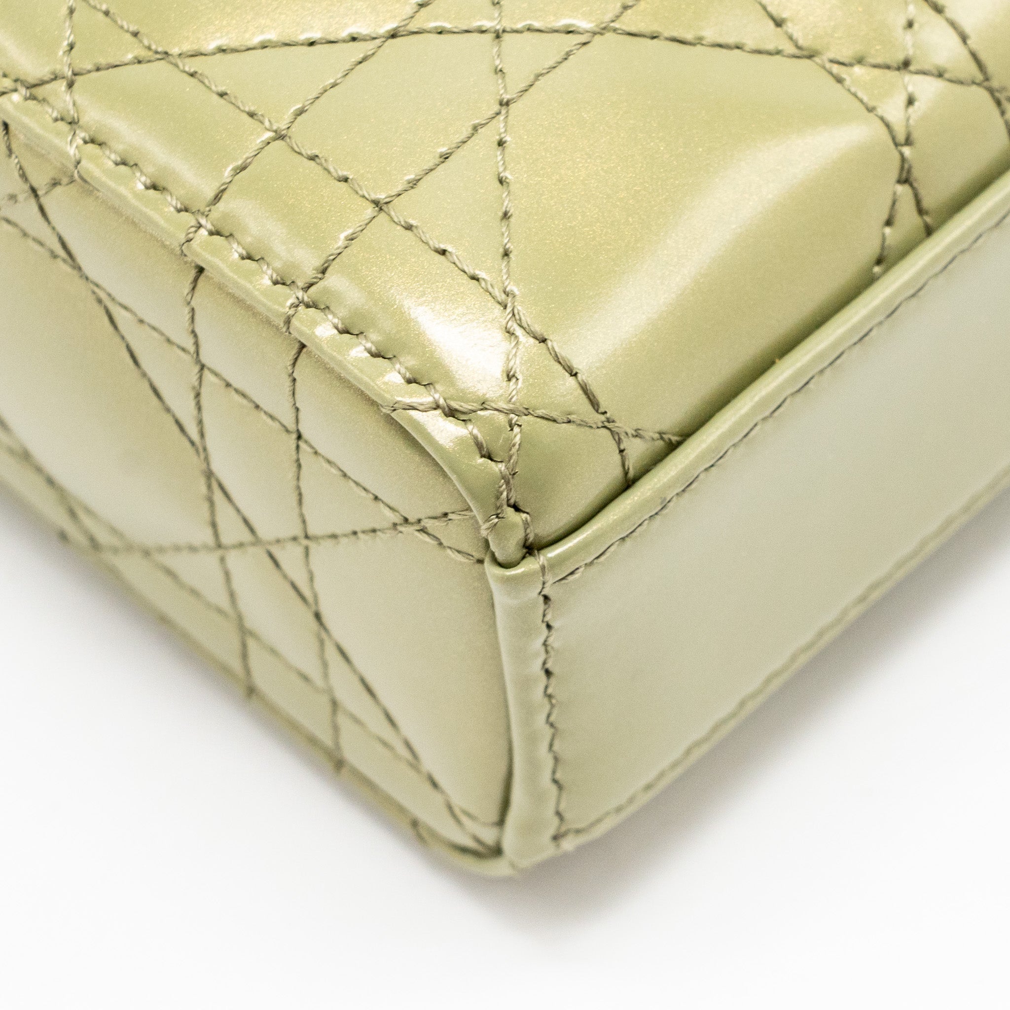 DIOR SMALL LADY D-JOY BAG CANNAGE PATENT LEATHER IRIDESCENT GREEN LGHW