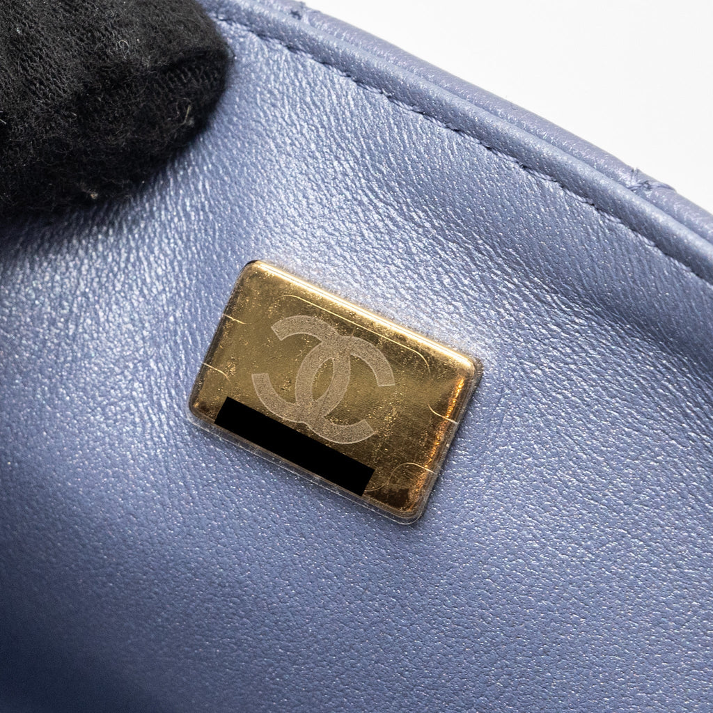 CHANEL CLASSIC MINI RECTANGULAR FLAP BAG LAMBSKIN IRIDESCENT LIGHT PURPLE LGHW (MICROCHIP)