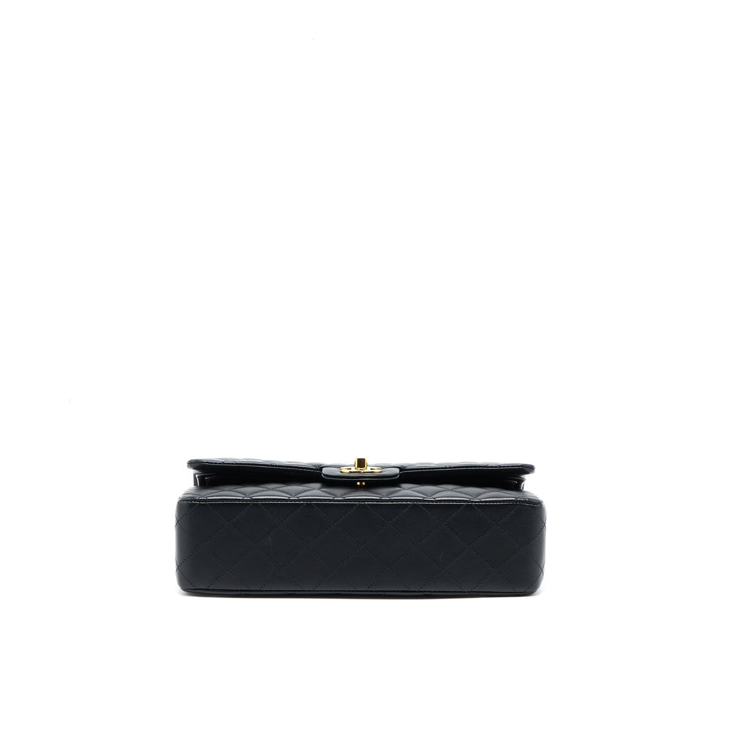 CHANEL MEDIUM CLASSIC DOUBLE FLAP BAG LAMBSKIN BLACK LGHW (MICROCHIP)
