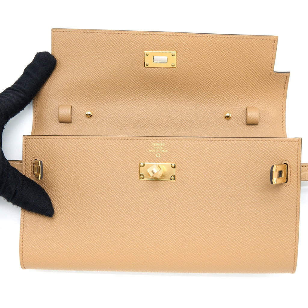 HERMES KELLY TO GO TOUCH ALLIGATOR/EPSOM CHAI GHW