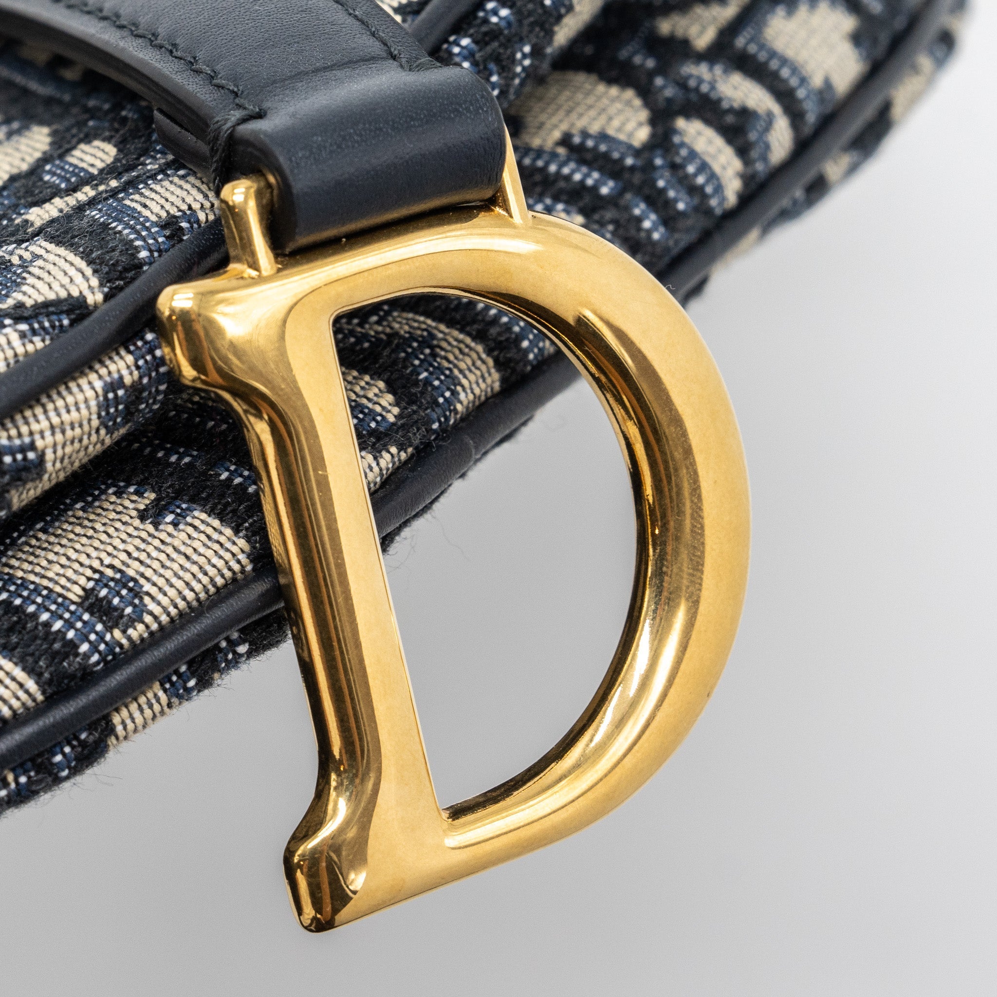 DIOR MINI SADDLE BAG BLUE OBLIQUE JACQUARD GHW