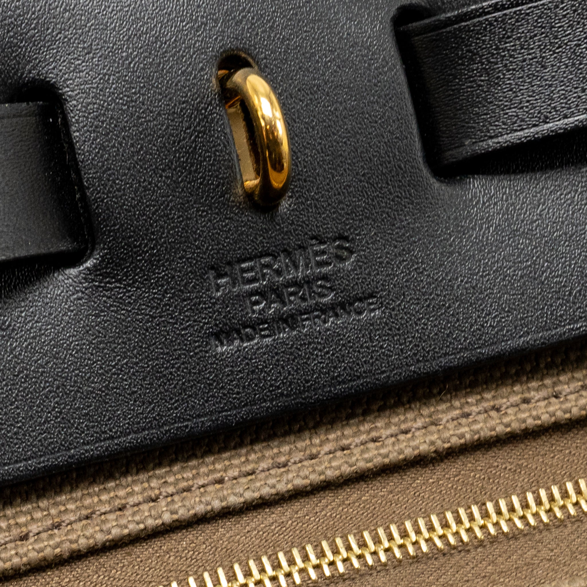 HERMES HERBAG 31 HUNTER LEATHER/ CANVAS TOUNDRA / BLACK GHW