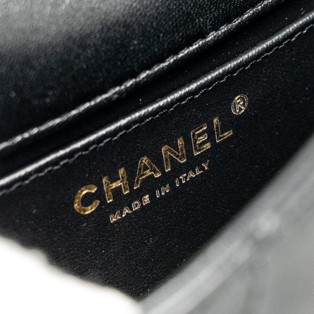 CHANEL 25C COCO LOVE ADJUSTABLE CHAIN SHINY LAMBSKIN BLACK GHW (MICROCHIP)