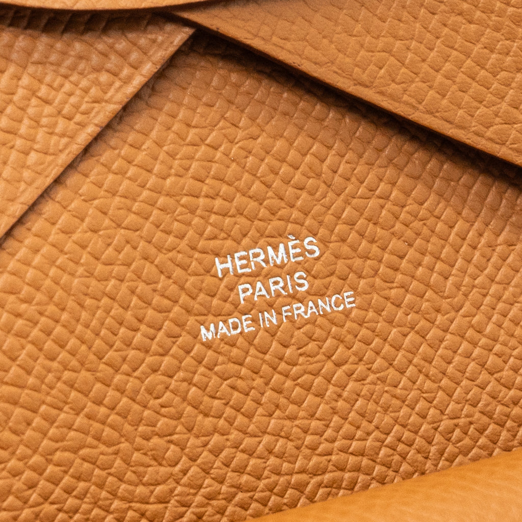 HERMES CALVI DUO CARDHOLER EPSOM GOLD SHW
