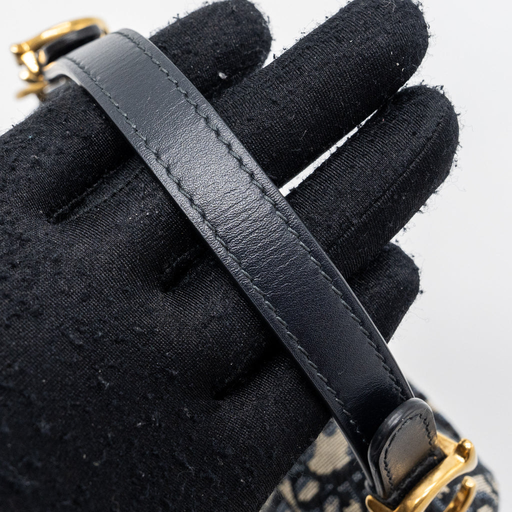 DIOR MINI SADDLE BAG BLUE OBLIQUE JACQUARD GHW