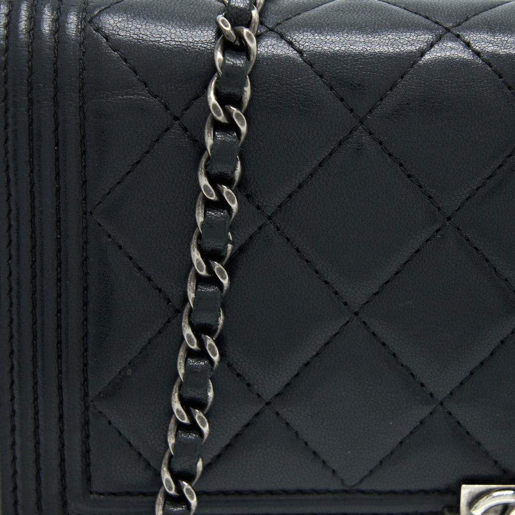 CHANEL BOY WALLET ON CHAIN LAMBSKIN BLACK SHW