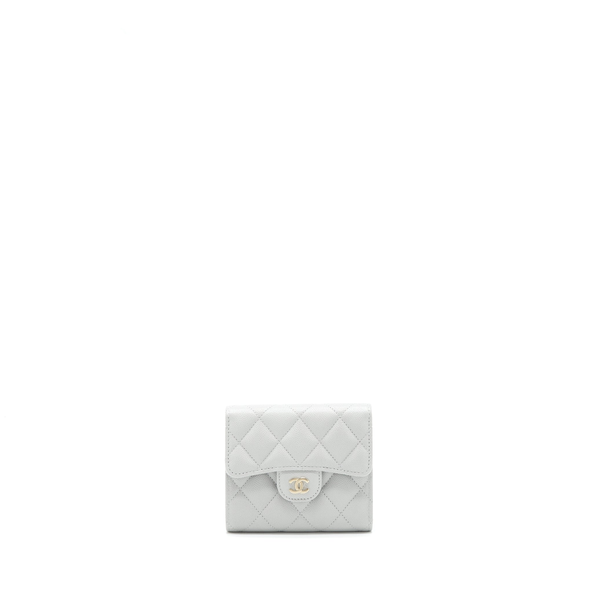 CHANEL CLASSIC SMALL FLAP WALLET CAVIAR GREY LGHW
