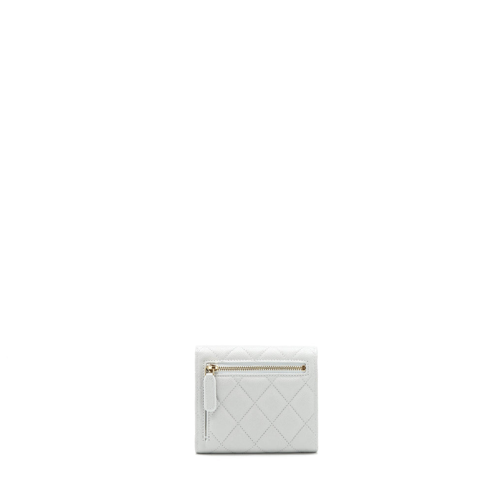 CHANEL CLASSIC SMALL FLAP WALLET CAVIAR GREY LGHW