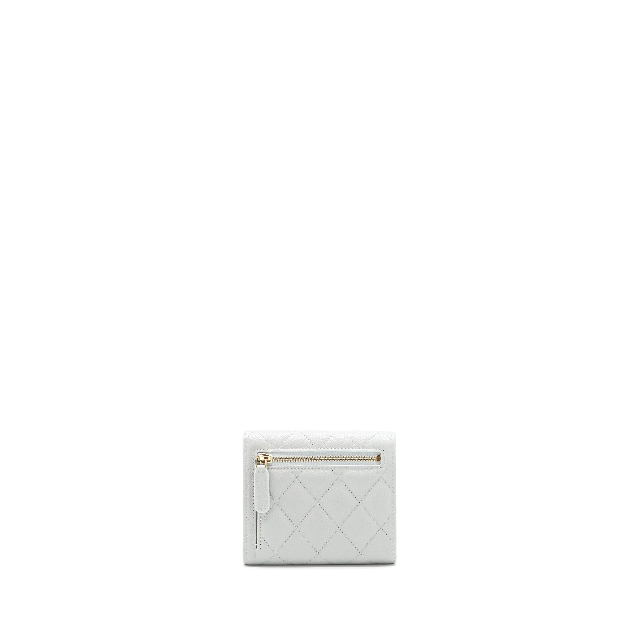 CHANEL CLASSIC SMALL FLAP WALLET CAVIAR GREY LGHW