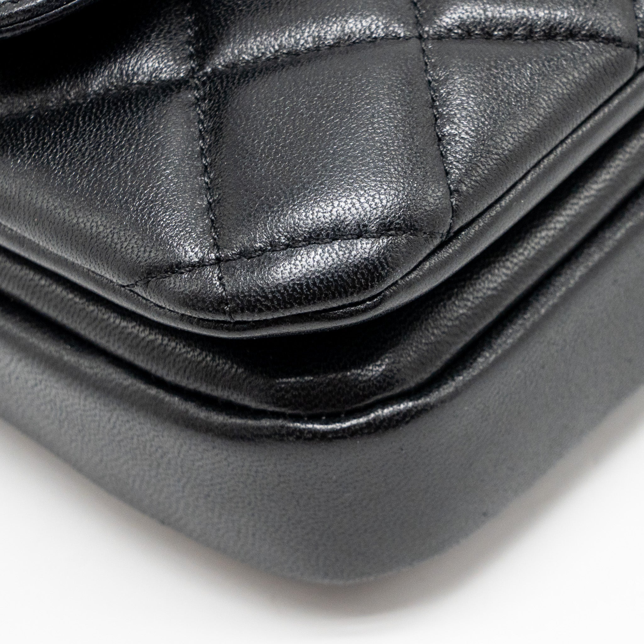 CHANEL 24S CC LOGO TOP HANDLE FLAP BAG WITH CHAIN LAMBSKIN BLACK GHW (MICROCHIP)