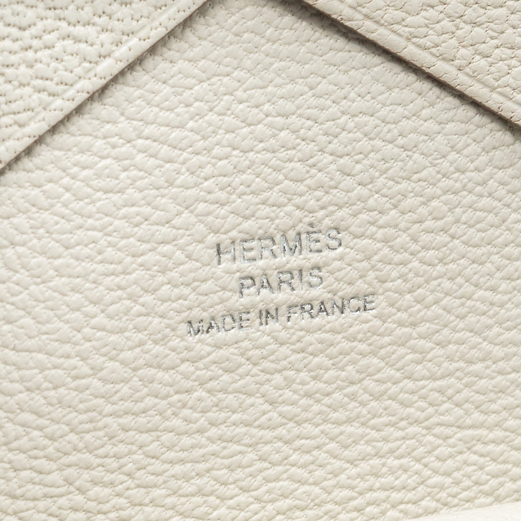 HERMES CALVIN DUO CARD HOLDER CHÈVRE MYSORE GRIS PALE SHW