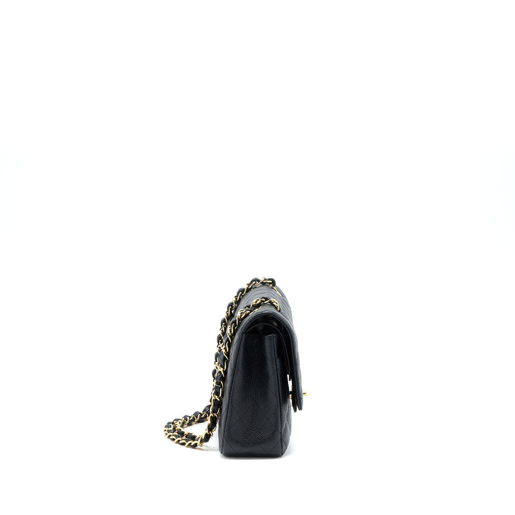 CHANEL MEDIUM CLASSIC DOUBLE FLAP BAG CAVIAR BLACK GHW