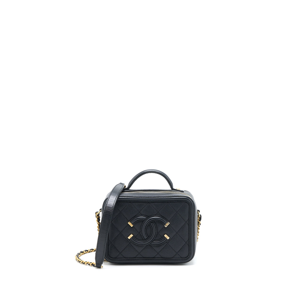 CHANEL FILIGREE VANITY CASE CAVIAR BLACK GHW