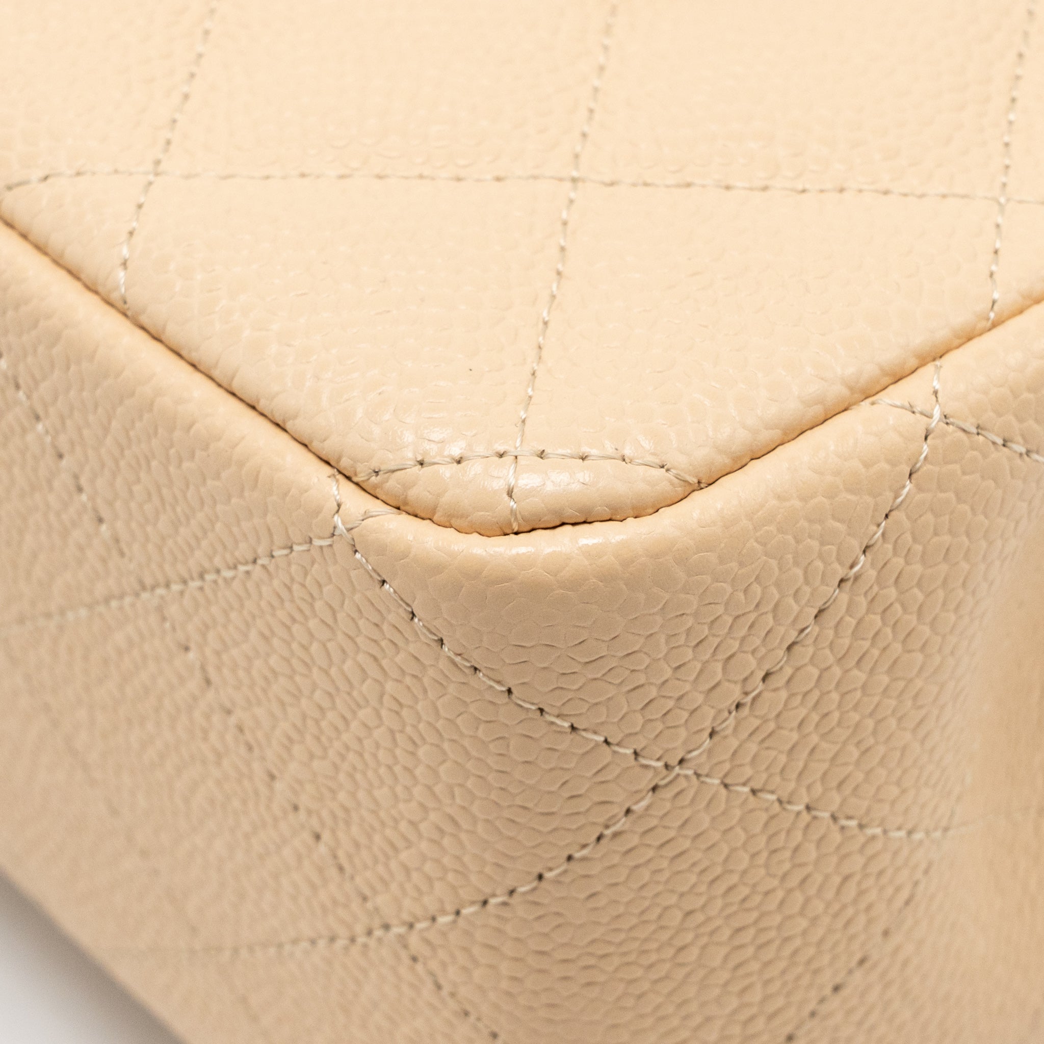 CHANEL JUMBO CLASSIC DOUBLE FLAP BAG CAVIAR BEIGE SHW