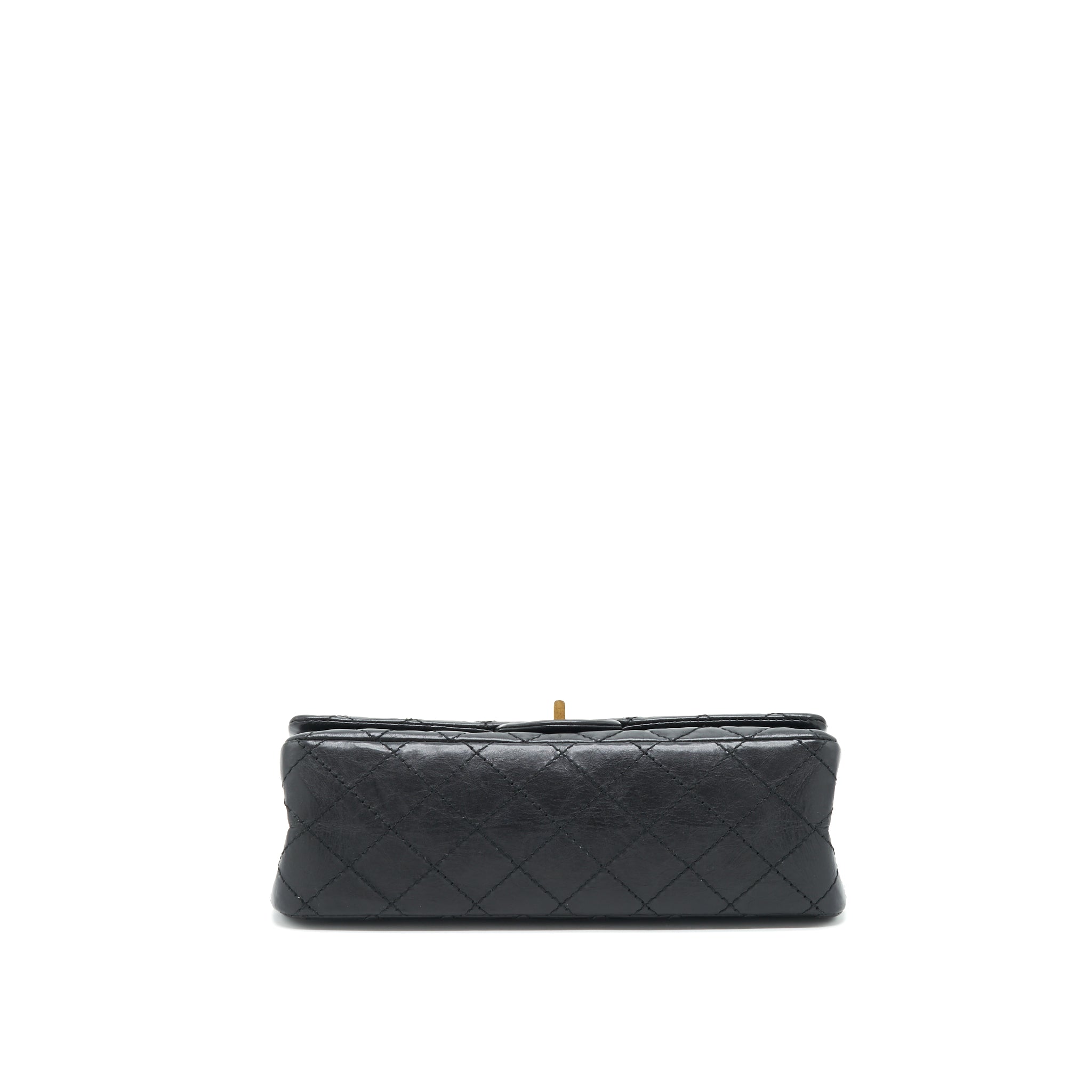 CHANEL 2.55 225 SMALL REISSUE DOUBLE FLAP BAG AGED CALFSKIN BLACK GHW