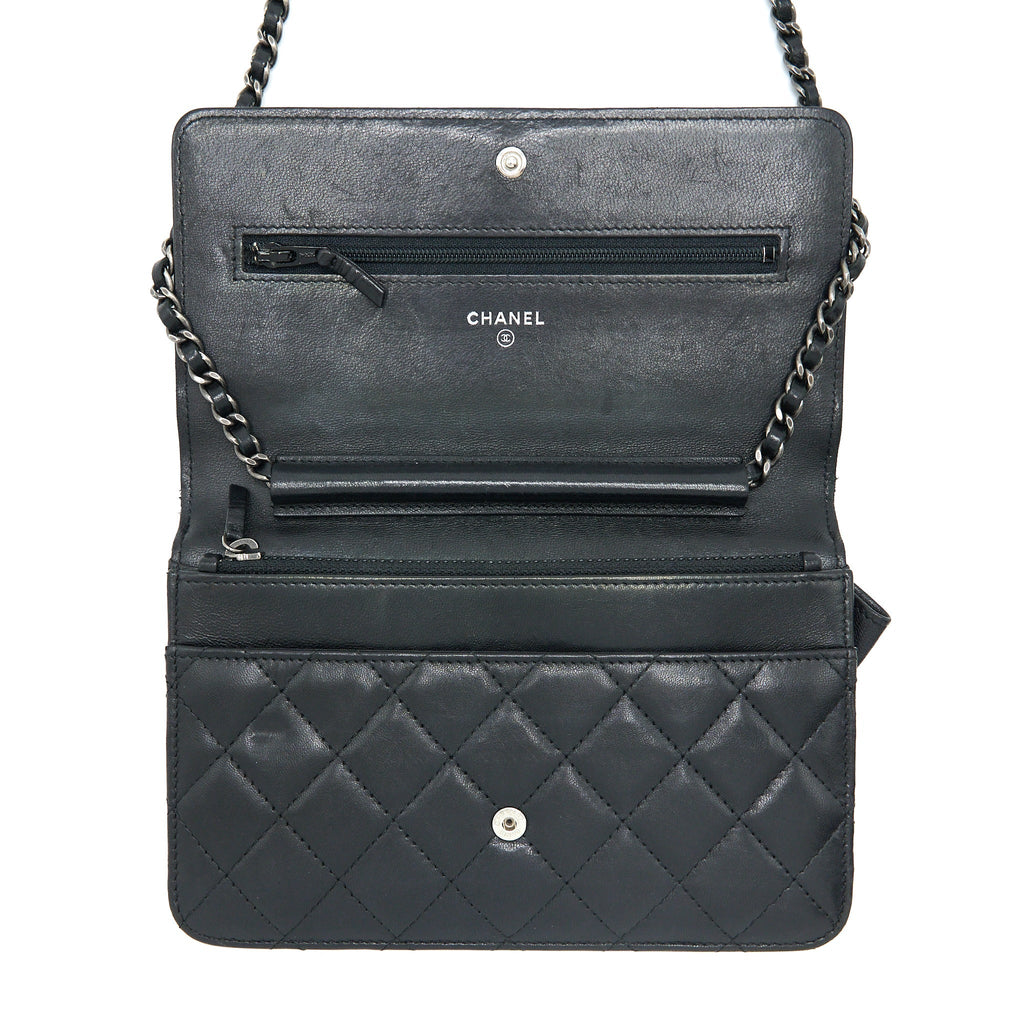 CHANEL BOY WALLET ON CHAIN LAMBSKIN BLACK SHW
