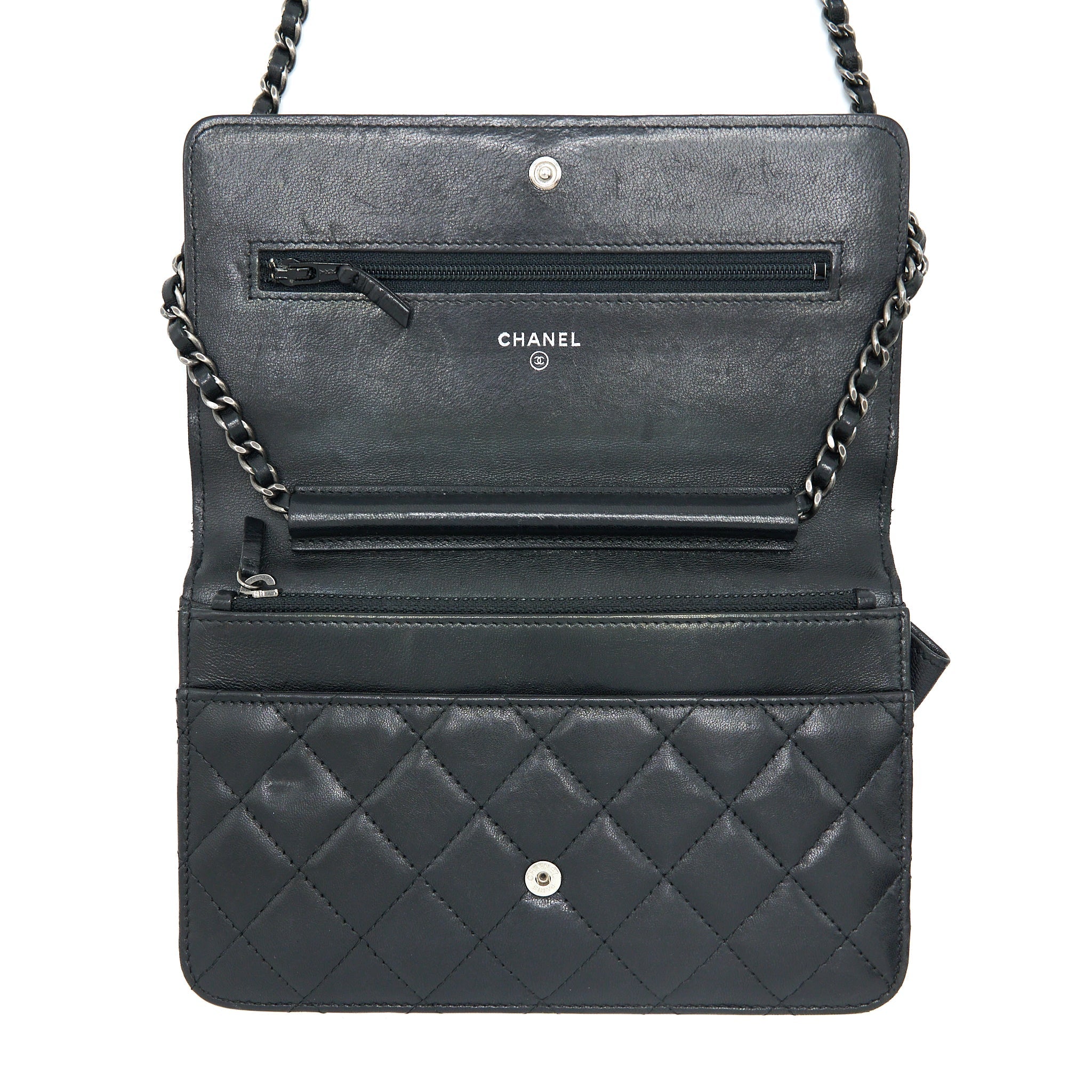 CHANEL BOY WALLET ON CHAIN LAMBSKIN BLACK SHW