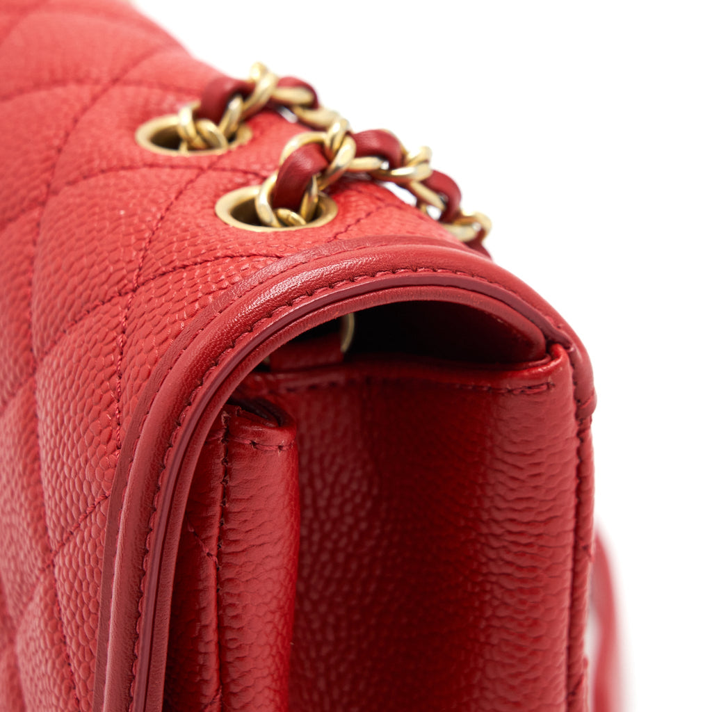 CHANEL FILIGREE FLAP BAG CAVIAR RED GHW