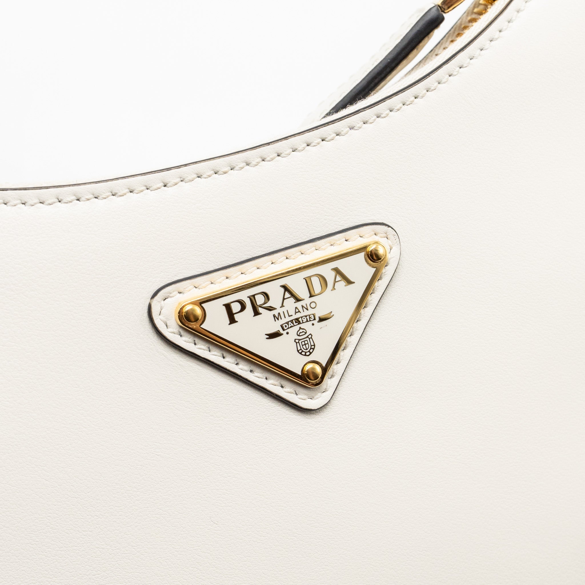 PRADA ARQUÉ SMALL SHOULDER BAG CALFSKIN WHITE GHW