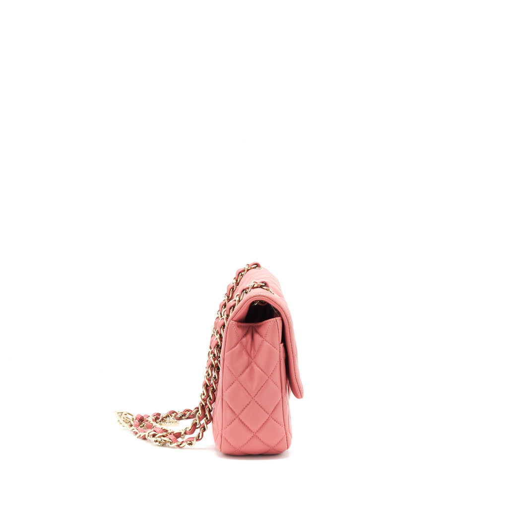 CHANEL LIMITED CHARM FLAP BAG LAMBSKIN PINK LGHW