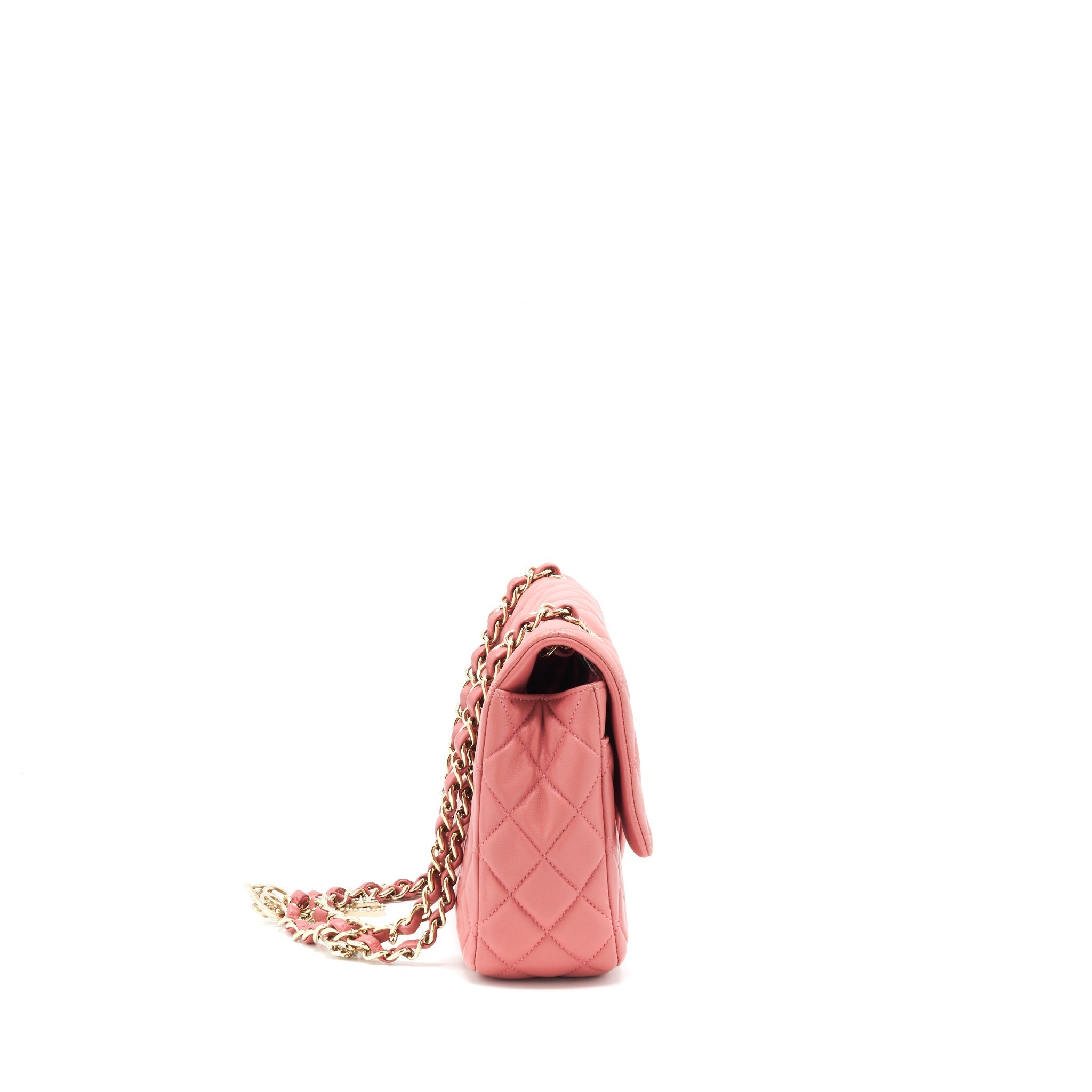 CHANEL LIMITED CHARM FLAP BAG LAMBSKIN PINK LGHW