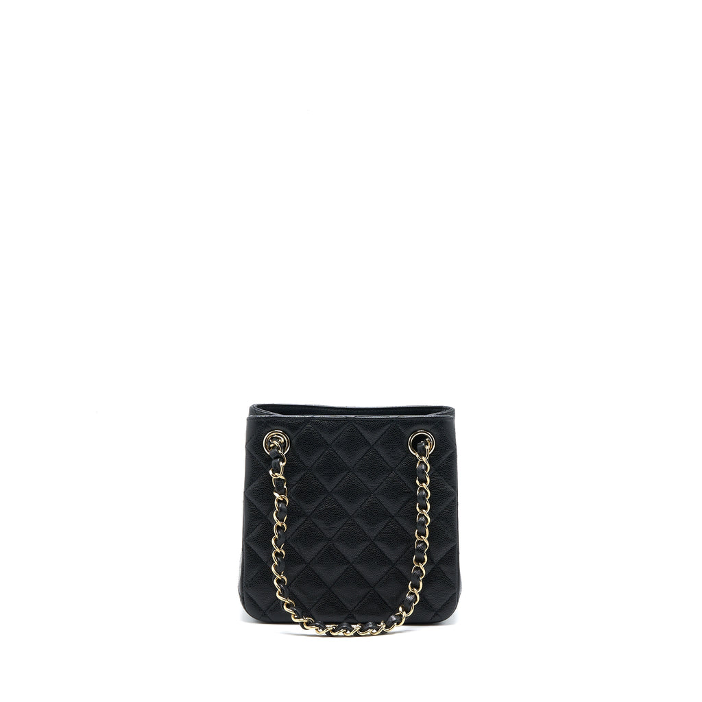 CHANEL MINI BUCKET TOTE BAG CAVIAR BLACK LGHW (MICROCHIP)