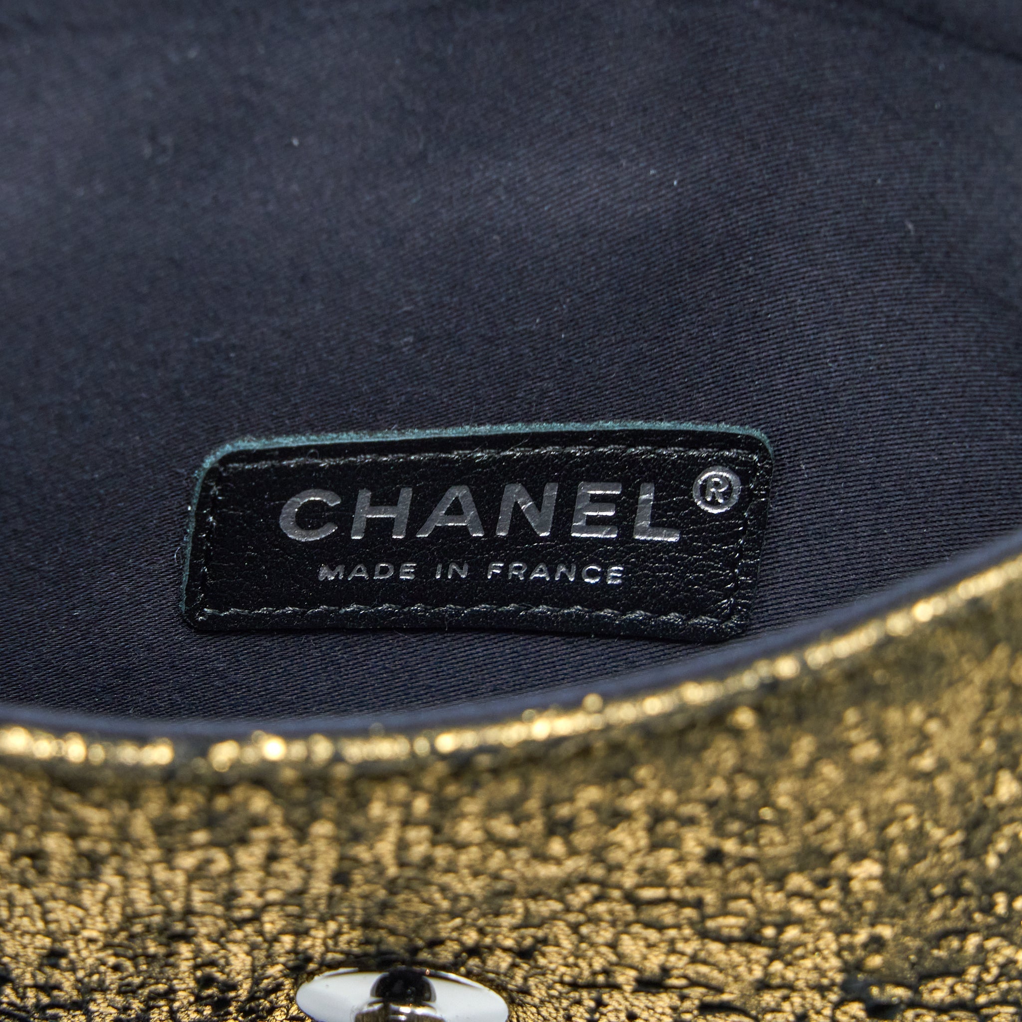 CHANEL 12A EVENING BAG LAMBSKIN BLACK/GOLD SHW