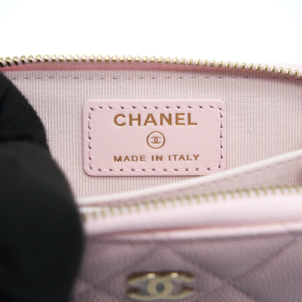 CHANEL ZIP CARD HOLDER CAVIAR LIGHT PINK LGHW