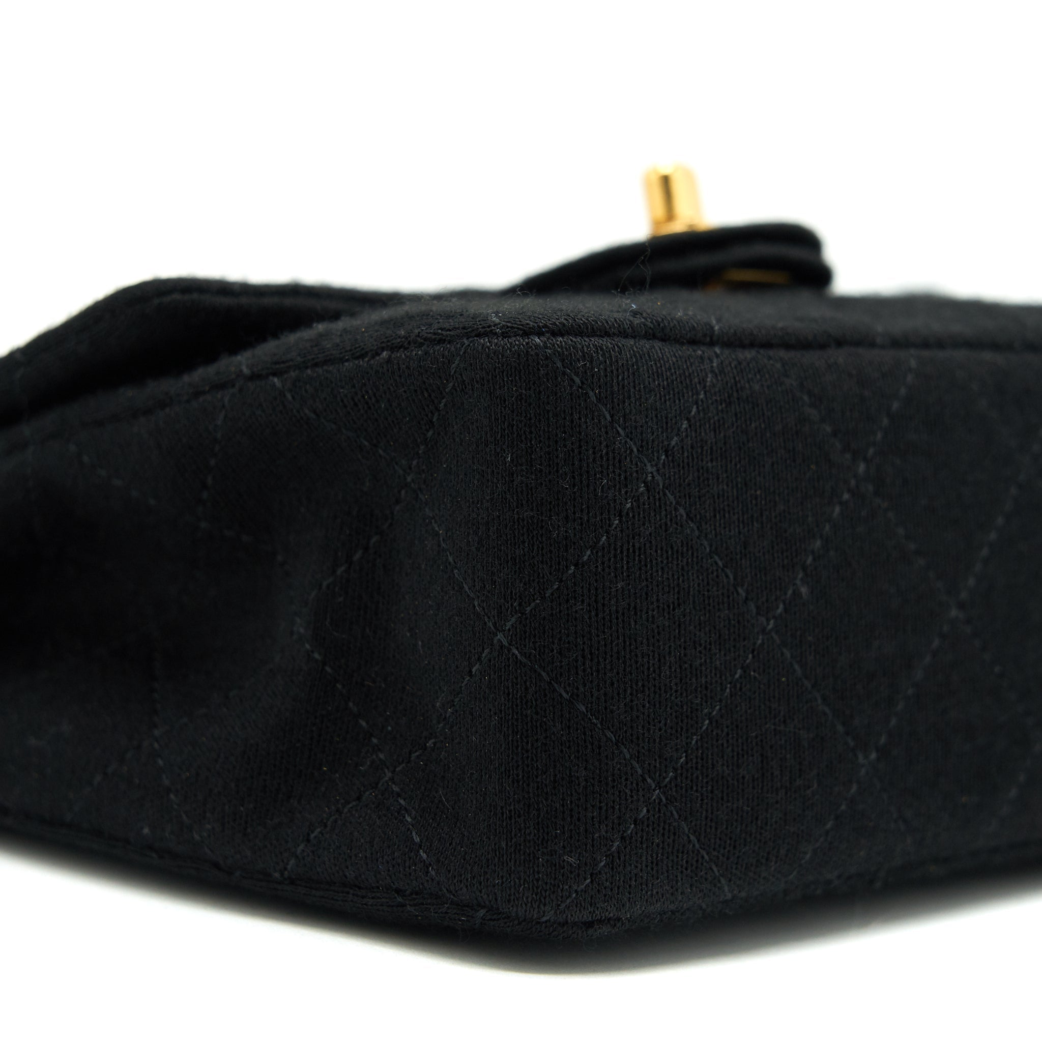 CHANEL VINTAGE FABRIC MINI SQUARE FLAP BAG BLACK GHW