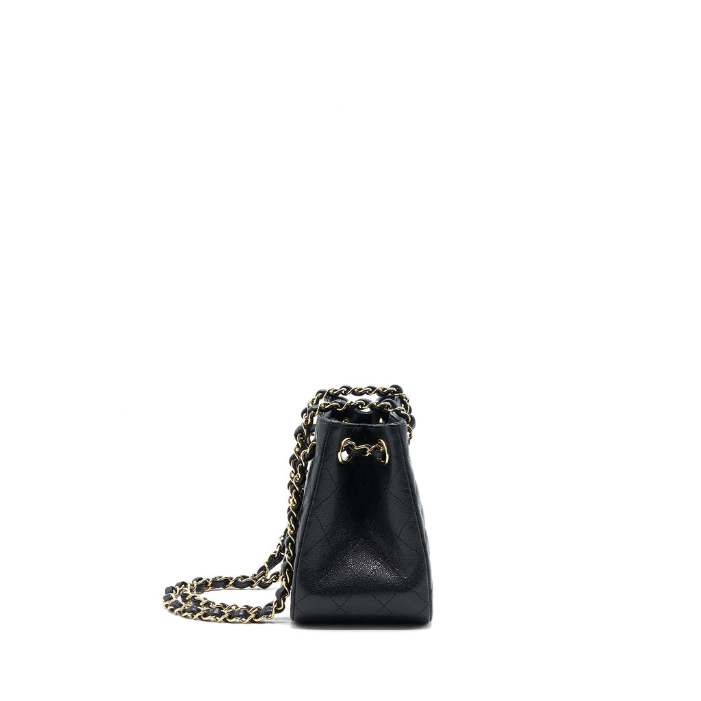 CHANEL MINI BUCKET TOTE BAG CAVIAR BLACK LGHW (MICROCHIP)