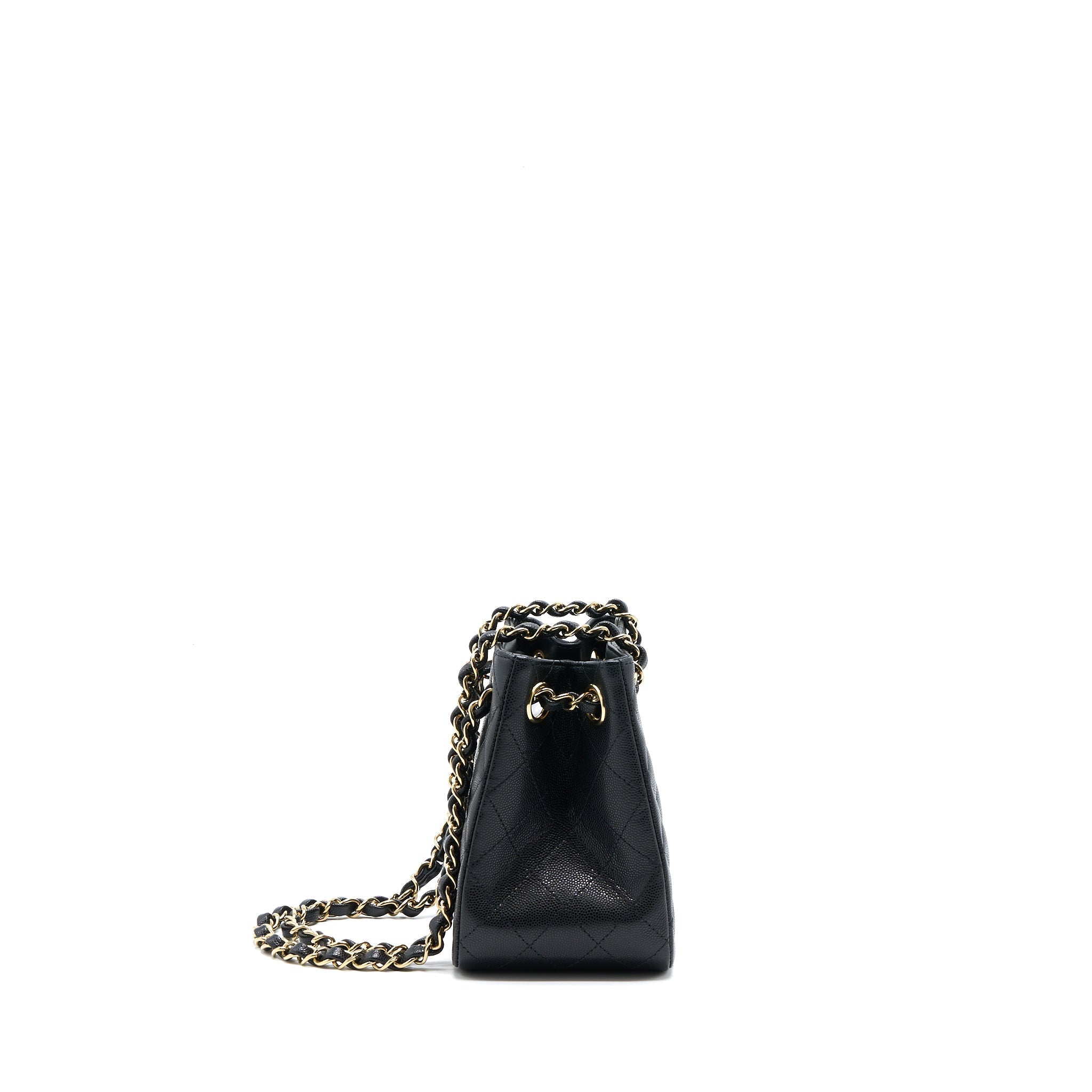 CHANEL MINI BUCKET TOTE BAG CAVIAR BLACK LGHW (MICROCHIP)