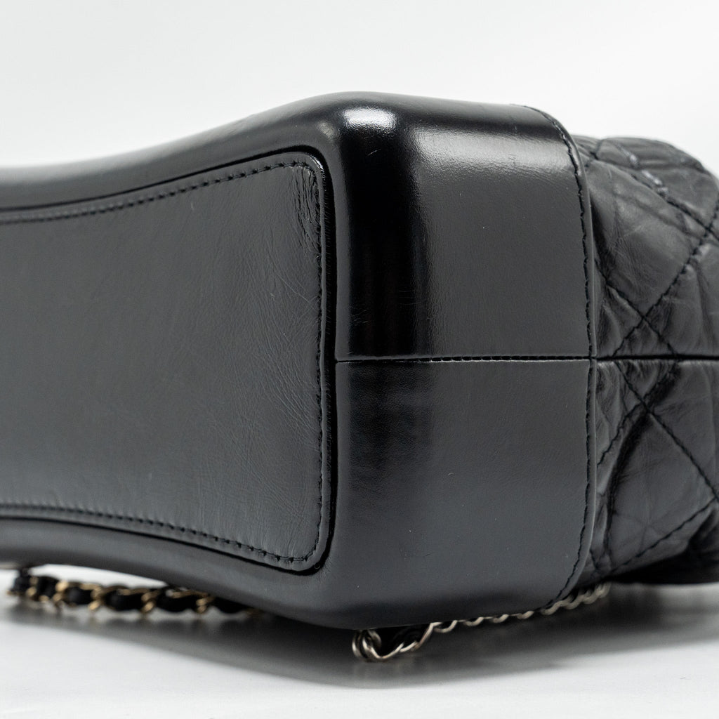 CHANEL SMALL GABRIELLE BACKPACK CALFSKIN BLACK MULTICOLOUR HARDWARE (MICROCHIP)