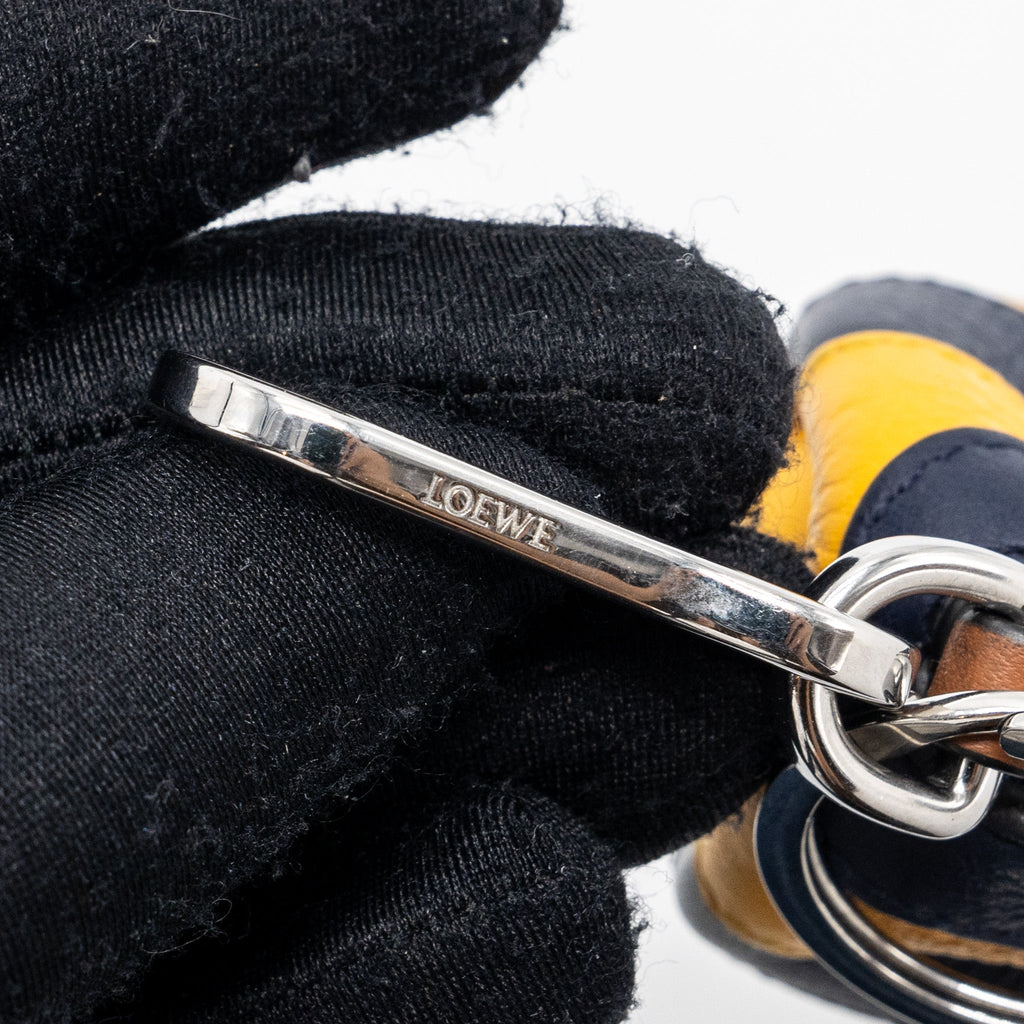 LOEWE ELEPHANT KEY RING POUCH CALFSKIN DARK BLUE/YELLOW SHW