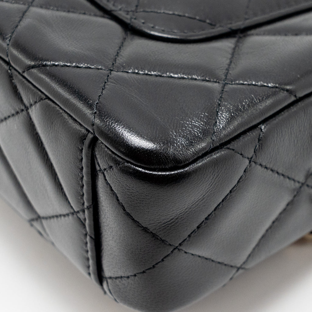 CHANEL 25C CAMERA BAG SHINY LAMBSKIN BLACK LGHW (MICROCHIP)