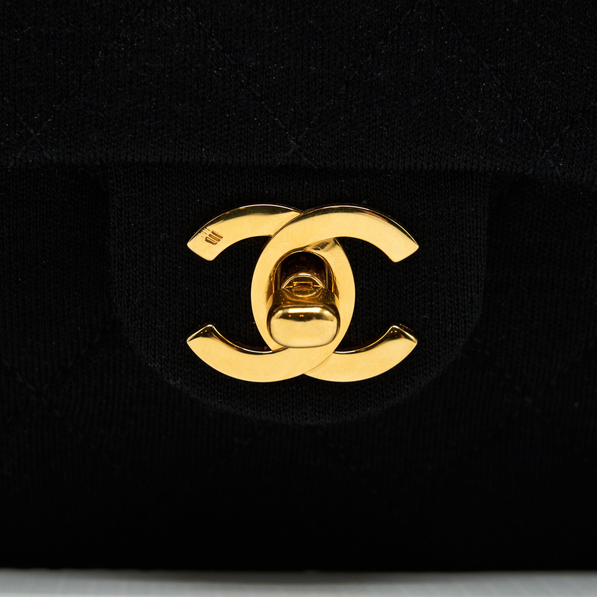 CHANEL VINTAGE FABRIC MINI SQUARE FLAP BAG BLACK GHW