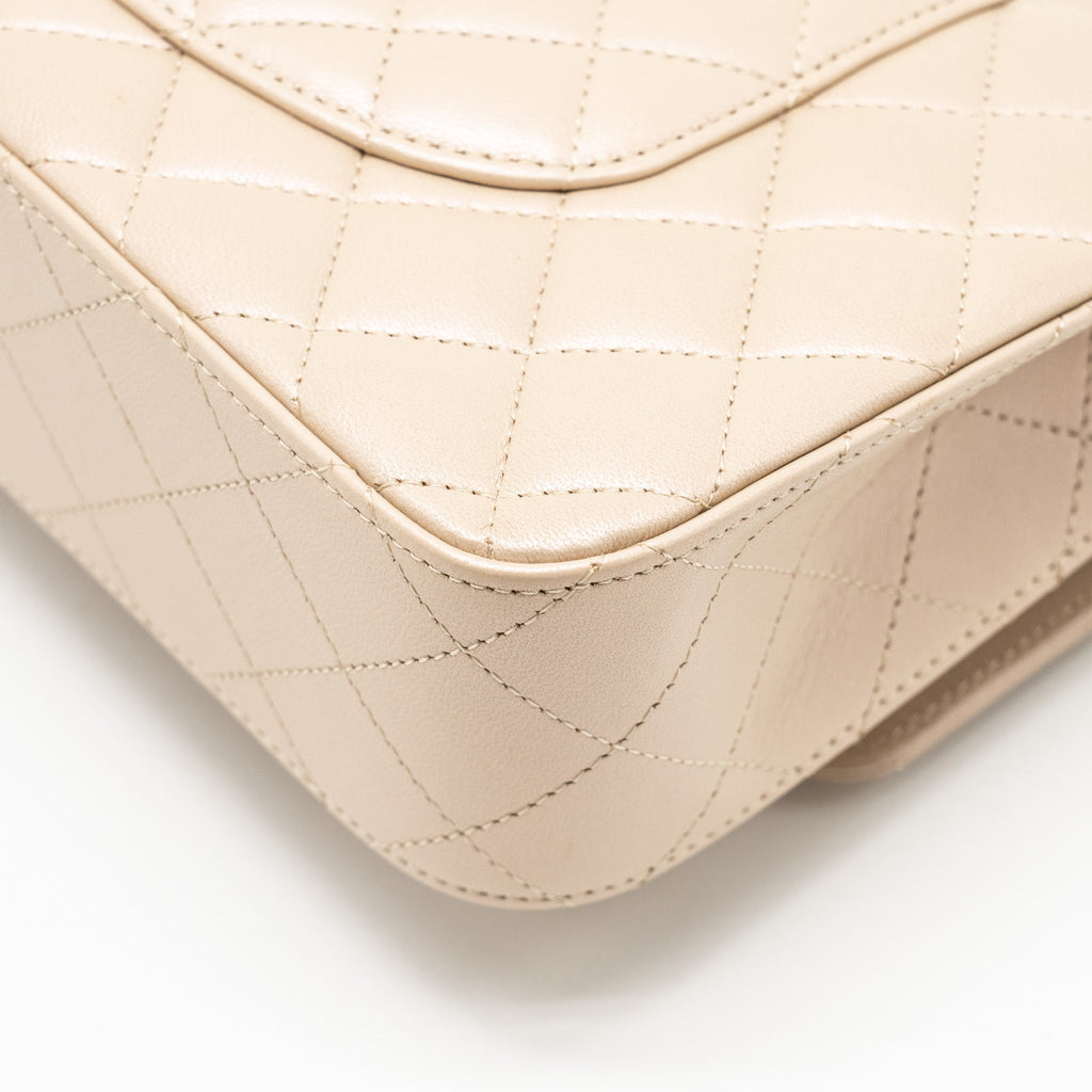CHANEL MEDIUM CLASSIC DOUBLE FLAP BAG LAMBSKIN IRIDESCENT IVORY LGHW